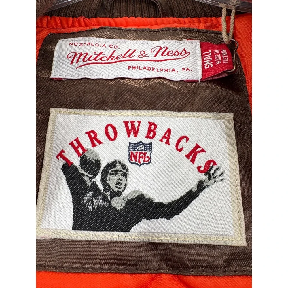 Mitchell & Ness Jacket Small Cleveland Browns Tough Season Satin Brown Orange